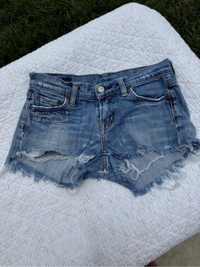Citizens Of Humanity Light Blue Distressed Denim Cutoff Shorts